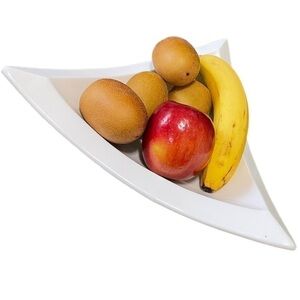 𝅺hotel ceramic fruit bowl/serving piece, triangle on pedestal, EUC